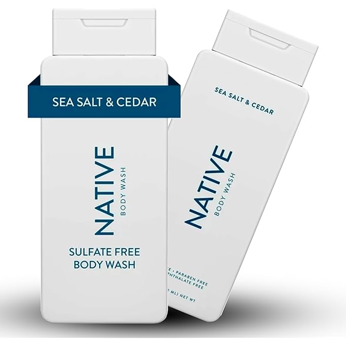 نيتيف غسول الجسم من ملح البحر الأصلي وخشب الأرز - 18 أونصة، عبوة من 2 - Image 1